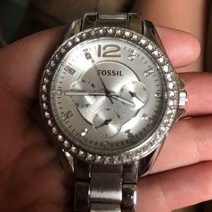 Silver fossil watch